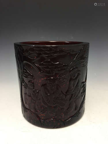 Chinese Peking glass brush pot.