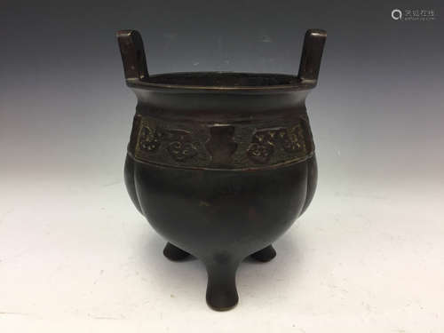 Chinese tripod bronze incense burner.