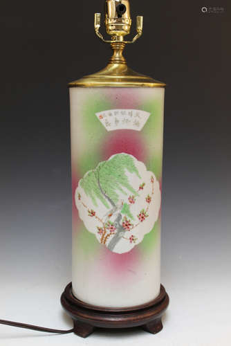 Chinese famille rose porcelain hat vase, made into a