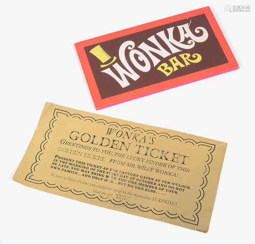 A Golden Ticket and Wonka Bar from Willy Wonka & the Chocolate Factory