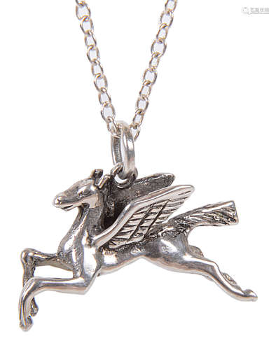 A contemporary silver Pegasus pedant charm