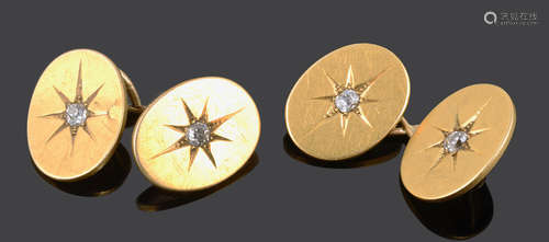 A pair of Victorian 18ct gold diamond set cufflinks