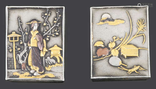 A pair of late 19th/early 20th century Japanese Shakudo mixed metal cufflinks