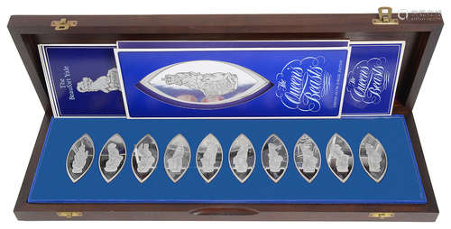 A limited edition set of ten silver ingots depicting The Queen's Beasts