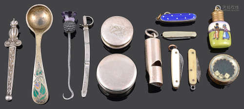 An interesting collection of 19th century and later miniature and small mostly silver items