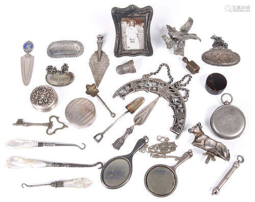 A collection of 19th century and later mostly silver vertu