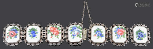 A David Andersen sterling silver and enamel panel bracelet