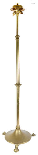 An Arts and Crafts telescopic brass standard lamp