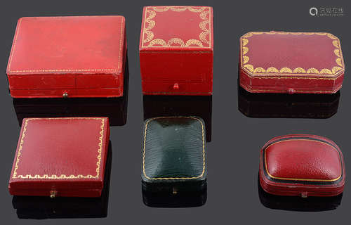 Six vintage jewellery boxes including Asprey