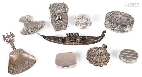 A collection of 19th century and later Continental small silver items