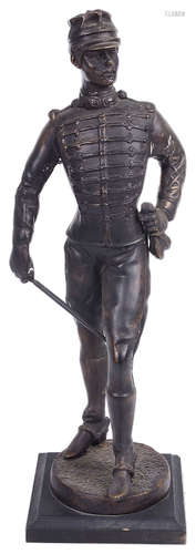 A contemporary bronze figure of a 19th century soldier