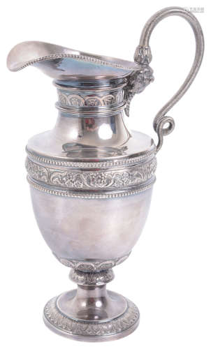 A 19th century Anglo-Indian silver ewer