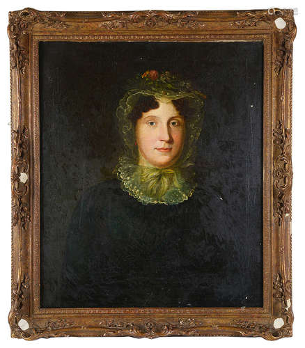 Mid 19th c. Brit. School 'Portrait of woman', oil on canvas