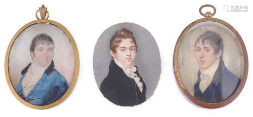 Three early 19th century Brit. School portrait miniatures of young gentlemen