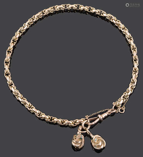 A 9ct gold fancy oval link watch chain,