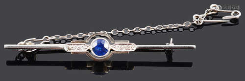 An Art Deco sapphire and diamond set bar brooch