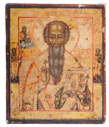 A Russian Provincial School icon of a Saint Nicholas, 19th/20th c.
