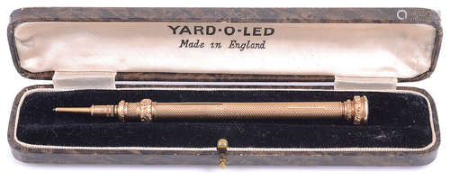 An early Victorian Sampson Mordan & Co. yellow metal (tests for gold) propelling pencil