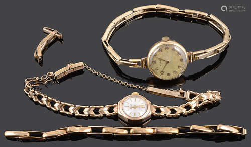 Two ladies 9ct gold wristwatches