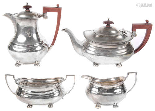 A George VI four piece silver tea service,