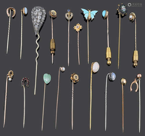 An interesting collection of Victorian, Edwardian and later stick pins