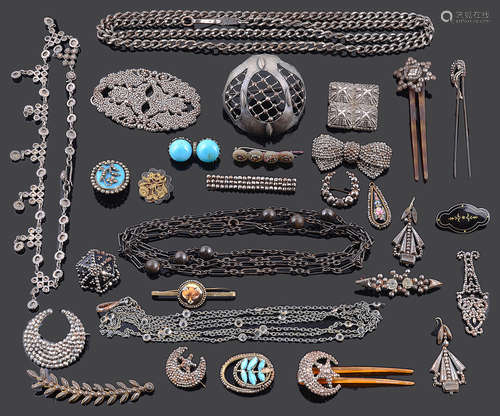 A collection of Georgian and later cut steel and related jewellery