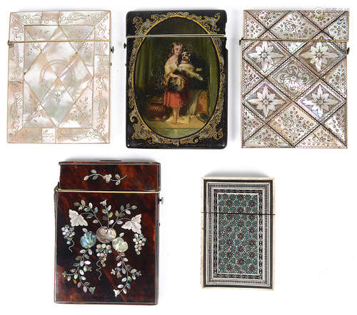 Five 19th century visiting card cases