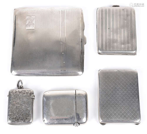 An engine turned silver cigarette case