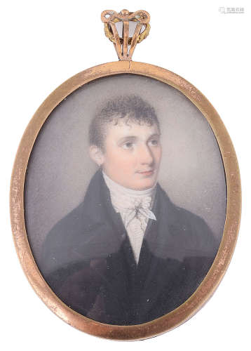 Early 19th Century Brit. school portrait miniature of a young gentleman