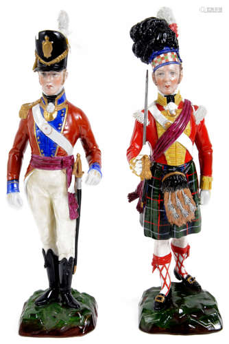 Two Sitzendorf porcelain models of soldiers