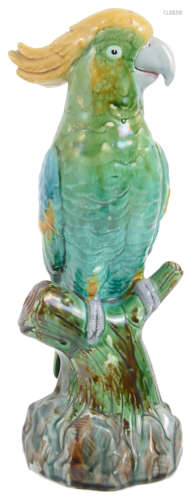 A 19th century Minton majolica figure of a cockatoo