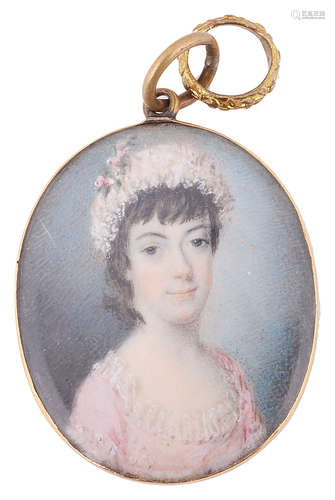 18th Century Brit. School portrait miniature of a girl c.1770