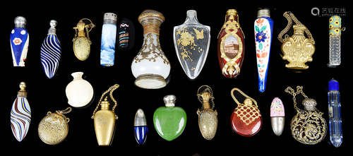 A collection of 19th century and later scent bottles and flasks