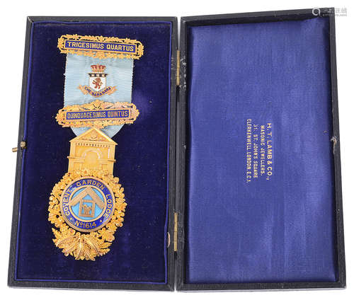 An 18ct gold and enamel Covent Garden Lodge Masonic medal