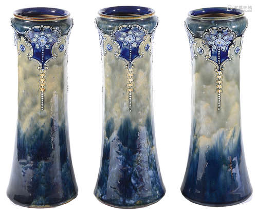 A set of three Royal Doulton stoneware Art Nouveau vases