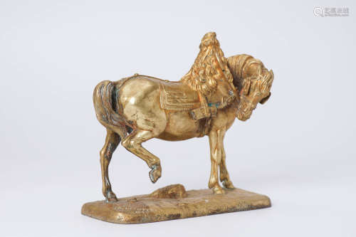  A Chinese Gilt Bronze Horse