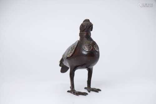 A Chinese Bronze Bird Decoration