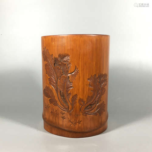 A Chinese Carved Bamboo Brush Pot