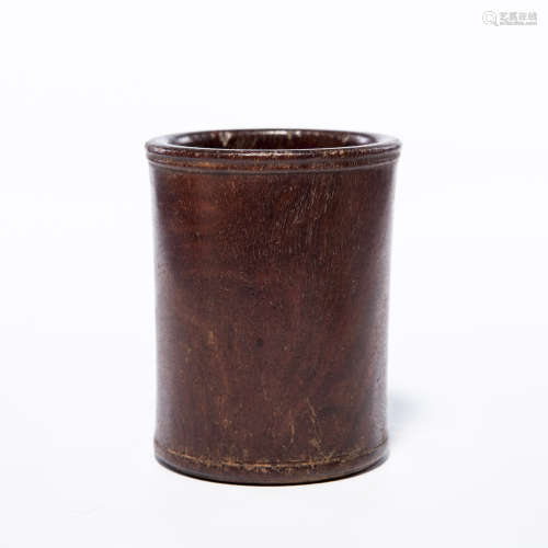 A Chinese Carved Boxwood Brush Pot