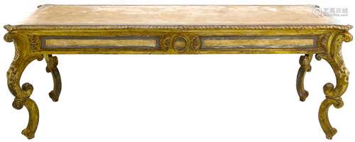 Rectangular table in lacquered and gilded wood. Luigi XV, 18th century, Sicily. H cm 80, Cm 220x80