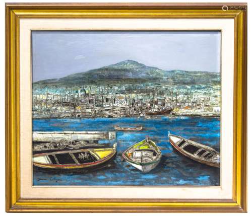Jean Calogero (Catania 1922 – Catania 2001). View of Catania, 47x 54, oil paint on wood. Signed on