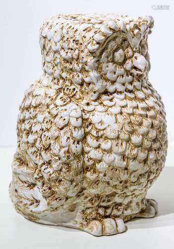 Caltagirone majolica, 20th century. Owl. H cm 28, base cm 25