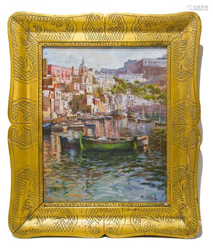 Piero Vertewille. Marina di Procida. 50cm x 40cm, oil paint on wood