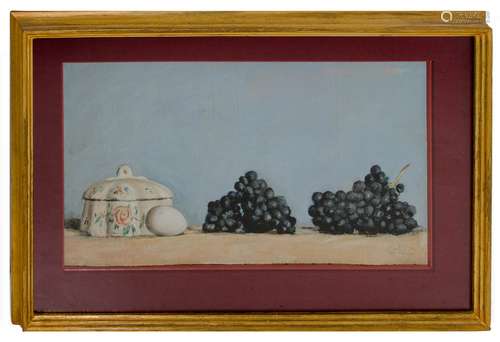 Italian painter from the 20th century. Still life. 30cm x 52,5cm, oil paint on wood. Signed by