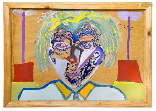 Alampo Luigi (Catania, 1970 – 2004, Catania). Man’s face. 46cm x 66cm, oil on plywood