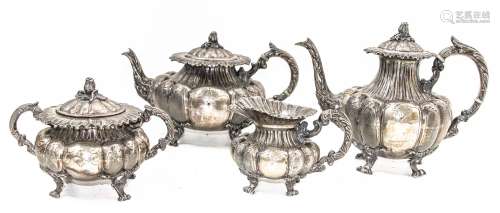 Set of silverware, 4 pieces , teapot( H cm 19), coffeepot (cm 22) , milk jug (cm 11) e sugar bowl (