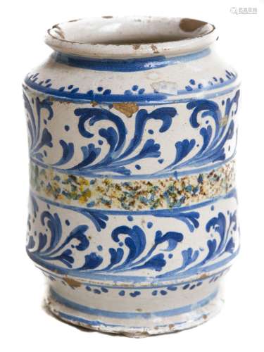 Caltagirone majolica, 18th century. Cylindrical. H cm 18. Perfect condition.