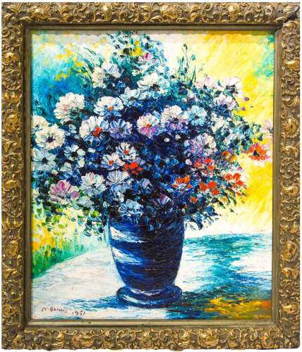 Nadia Benois (St. Petersburg 1896–1975). Still life with flowers. 27cm x 33cm, oil paint on