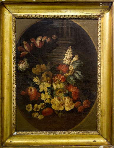 Italian painter of the XVII-XVIII Century. Still life of flowers, 50x36. Oil painting on canvas