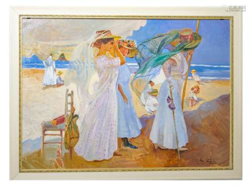 Piero Vertewille. Women at the beach. 50cm x 70cm, oil paint on wood